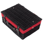 36cm Empty Black Willow Picnic Basket With Cotton Lining - Empty Picnic Baskets - British D'sire
