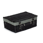 36cm Empty Black Willow Picnic Basket With Cotton Lining - Empty Picnic Baskets - British D'sire