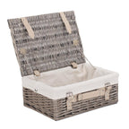 Red Hamper 36cm Antique Wash Wicker Picnic Basket with Cotton Lining