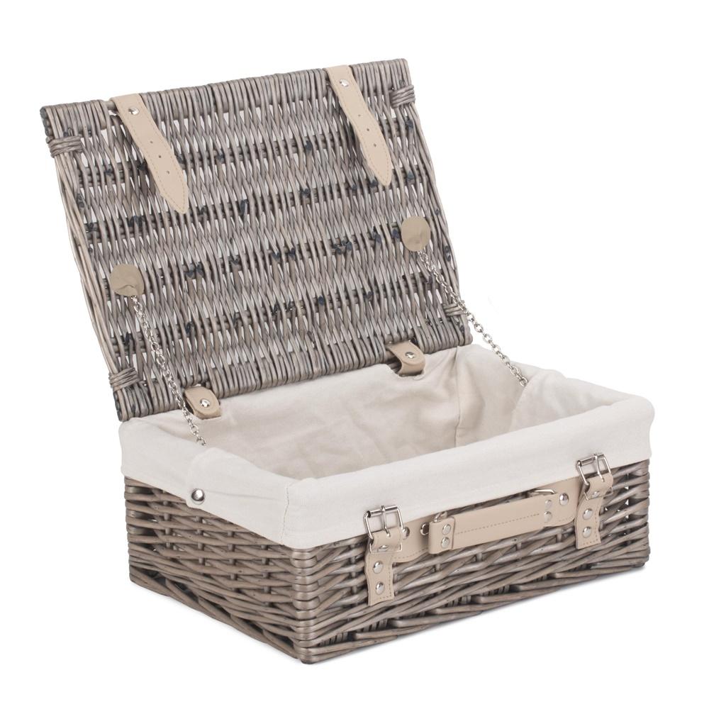 Red Hamper 36cm Antique Wash Wicker Picnic Basket with Cotton Lining
