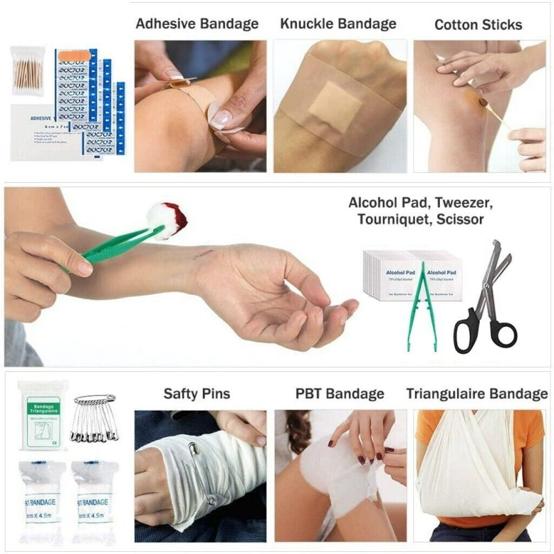 391pcs First Aid Kit Medical Emergency Travel Home Car Taxi Work 1ST Aid Bag - British D'sire
