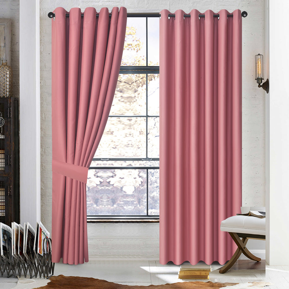 THERMAL BLACKOUT WINDOW CURTAINS EYELET RING TOP WITH TIE BACKS BLOCKS SUNLIGHT