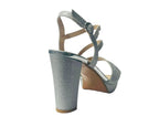 Women's Glitter Diamante Block Heel Platform Shoes
