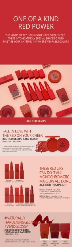 3CE Matte Red Recipe Lip Colour No 214 Squeezing - Lipstick - British D'sire