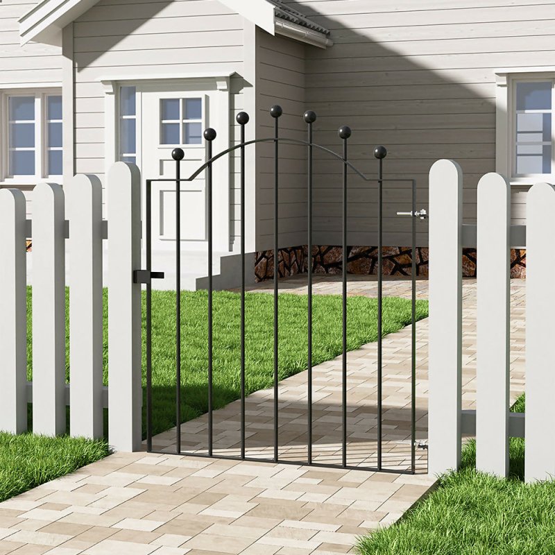 3ft Black Modern Metal Outdoor Garden Swing Gate Fence Gate 86 x 103cm - Garden Gate - British D'sire