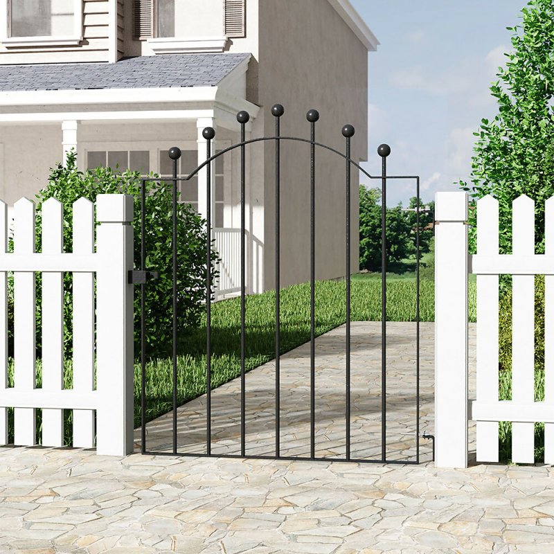 3ft Black Modern Metal Outdoor Garden Swing Gate Fence Gate 86 x 103cm - Garden Gate - British D'sire