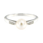 Pearlz Ocean White Freshwater Pearl and White Topaz Ring