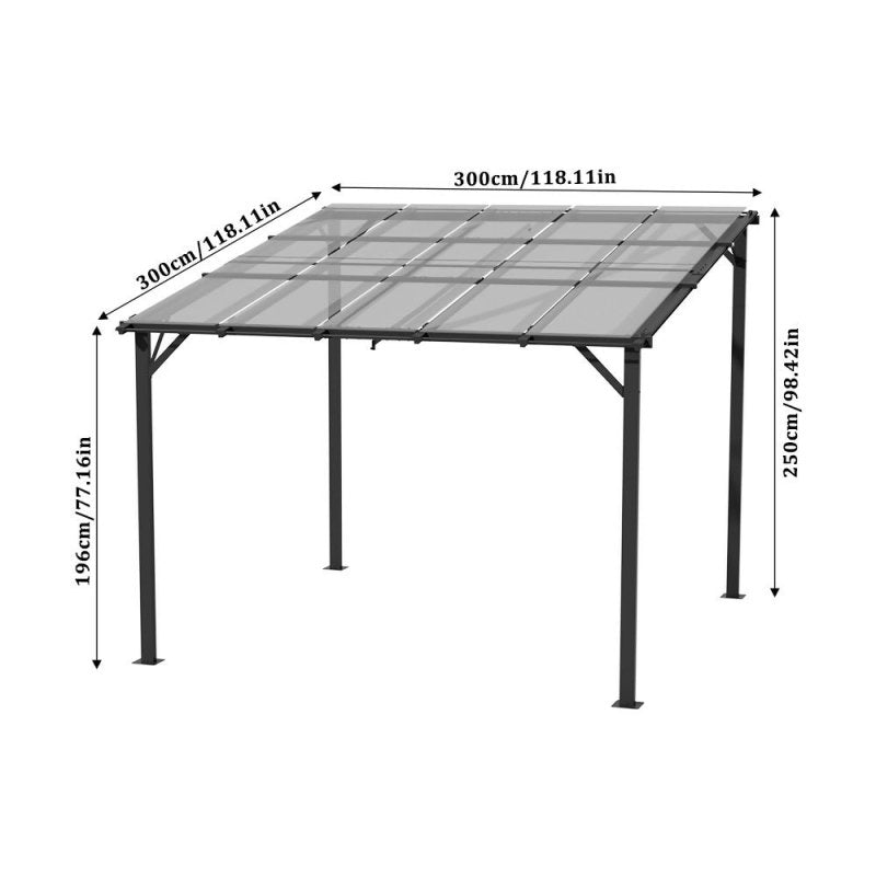 3x3M Wall - Mounted Awning Outdoor Canopy with UV - Resistant Roof - Canopy - British D'sire