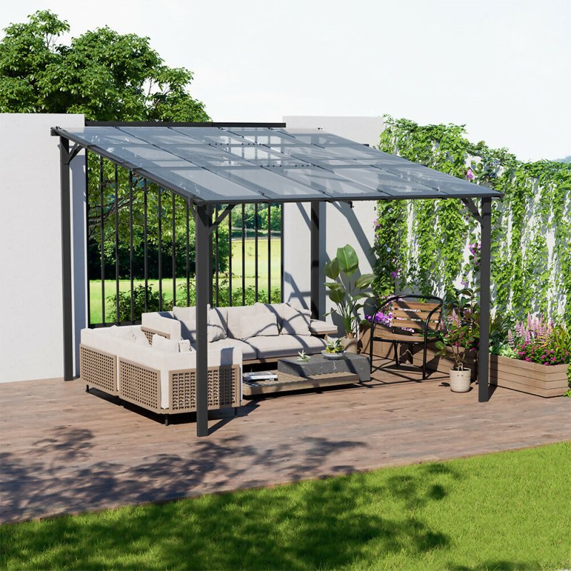 3x3M Wall-Mounted Awning Outdoor Canopy with UV-Resistant Roof Secondary image
