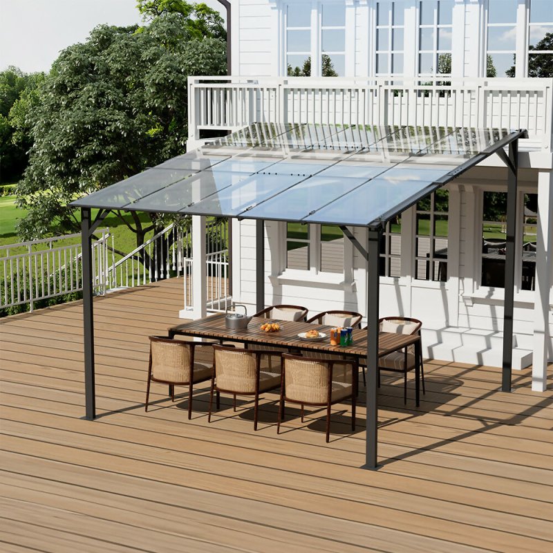 3x3M Wall - Mounted Awning Outdoor Canopy with UV - Resistant Roof - Canopy - British D'sire