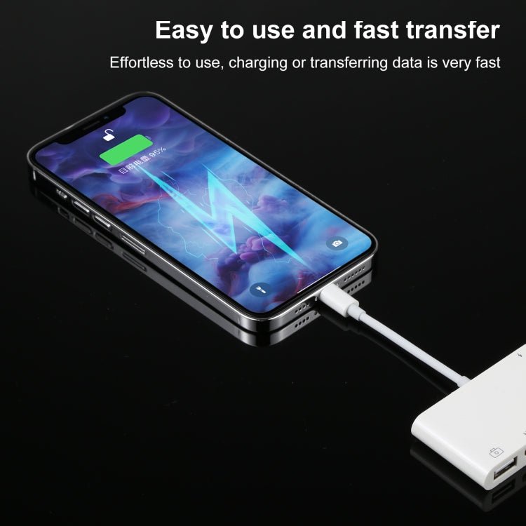4 in 1 8 Pin to Dual USB + 3.5mm AUX + HDMI OTG Audio Digital AV Adapter - British D'sire