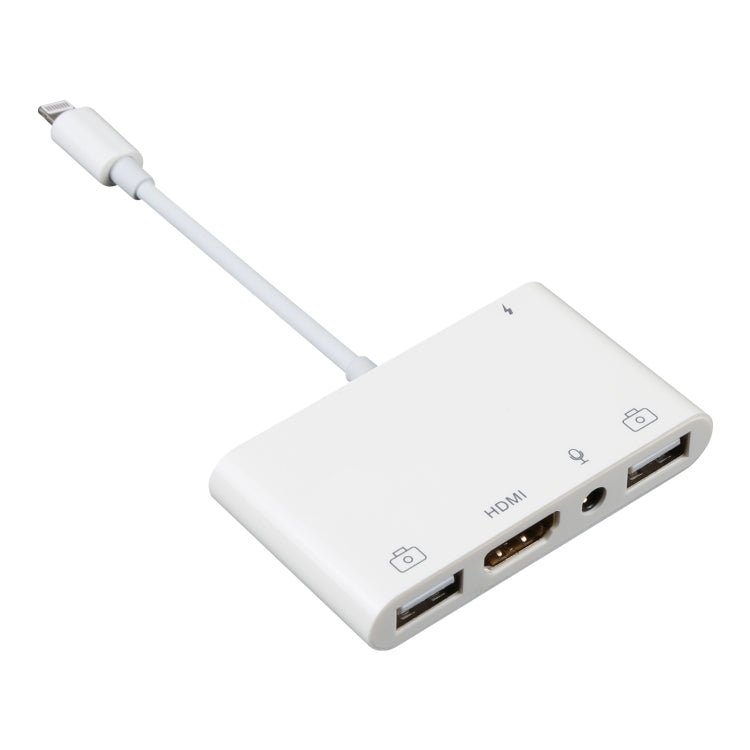 4 in 1 8 Pin to Dual USB + 3.5mm AUX + HDMI OTG Audio Digital AV Adapter - British D'sire Main image