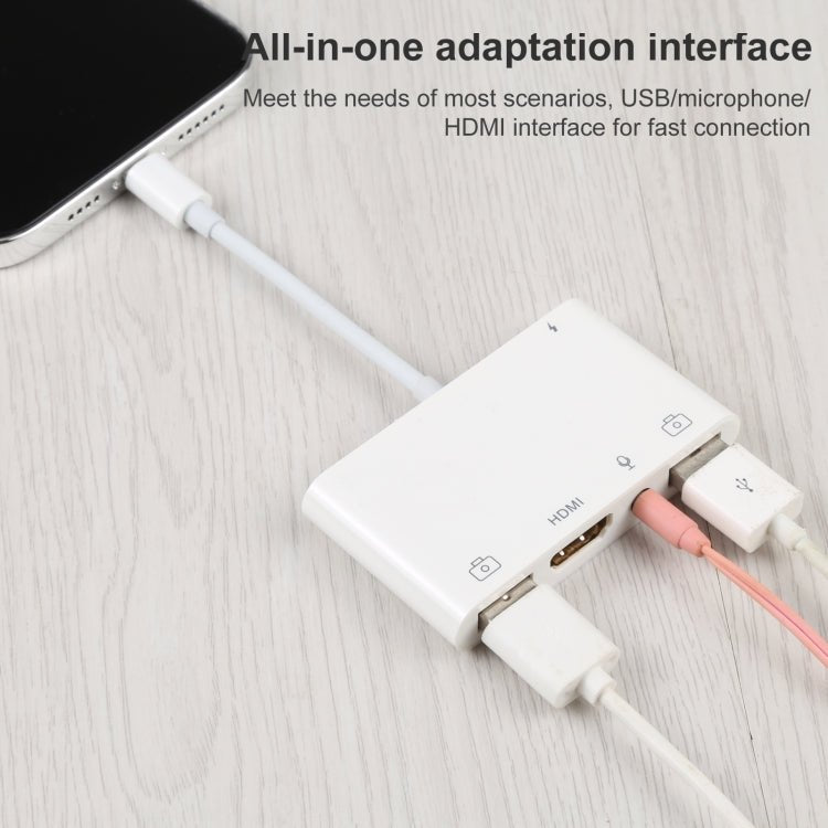 4 in 1 8 Pin to Dual USB + 3.5mm AUX + HDMI OTG Audio Digital AV Adapter - British D'sire