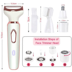 4 In 1 Electric Shaver Epilator For Women Face Facial Body Underarm Clipper Epilator Hair Remover Lady Female USB Charging Shaving Trimmer Razor - Hair Care & Styling - British D'sire