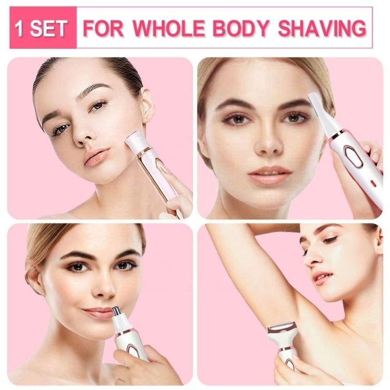 4 In 1 Electric Shaver Epilator For Women Face Facial Body Underarm Clipper Epilator Hair Remover Lady Female USB Charging Shaving Trimmer Razor - Hair Care & Styling - British D'sire