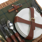 4 Person Green Tweed Classic Fitted Picnic Basket - Fitted Picnic Baskets - British D'sire