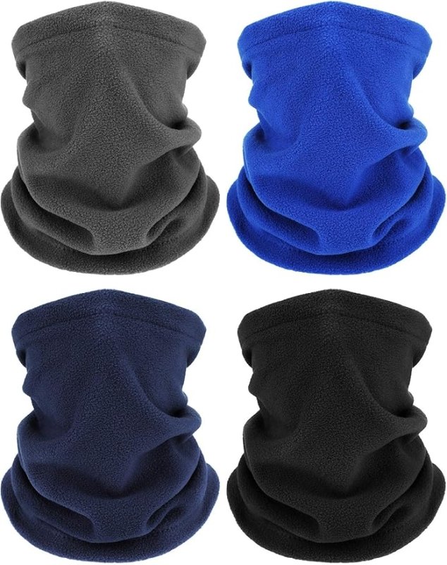 4 Pieces Kids Winter Neck Warmers Fleece Gaiter Windproof Face Covering - British D'sire Main image