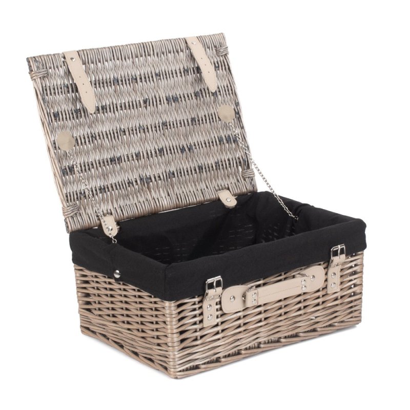 41cm Antique Wash Wicker Picnic Basket with Cotton Lining Secondary image