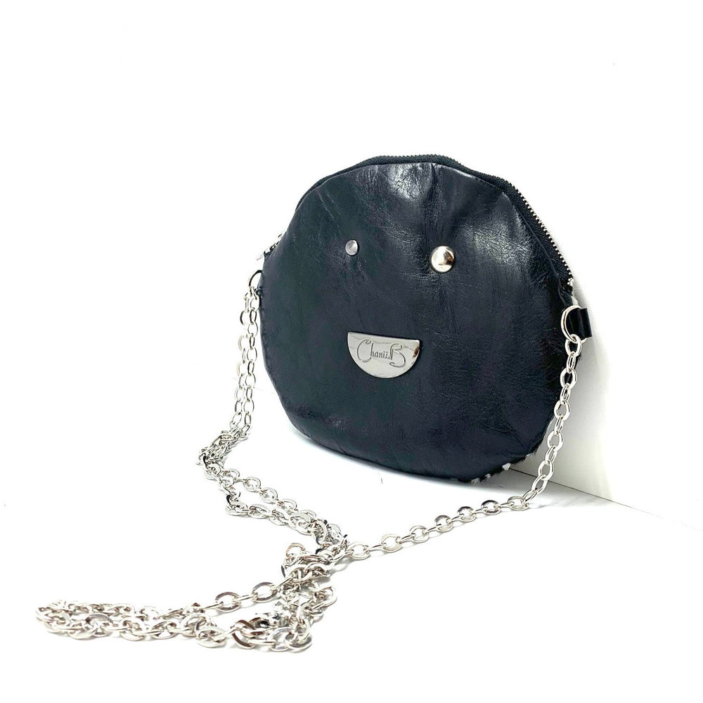 Muse wonky eye chain black-white cow handbag - Chanii B Main image