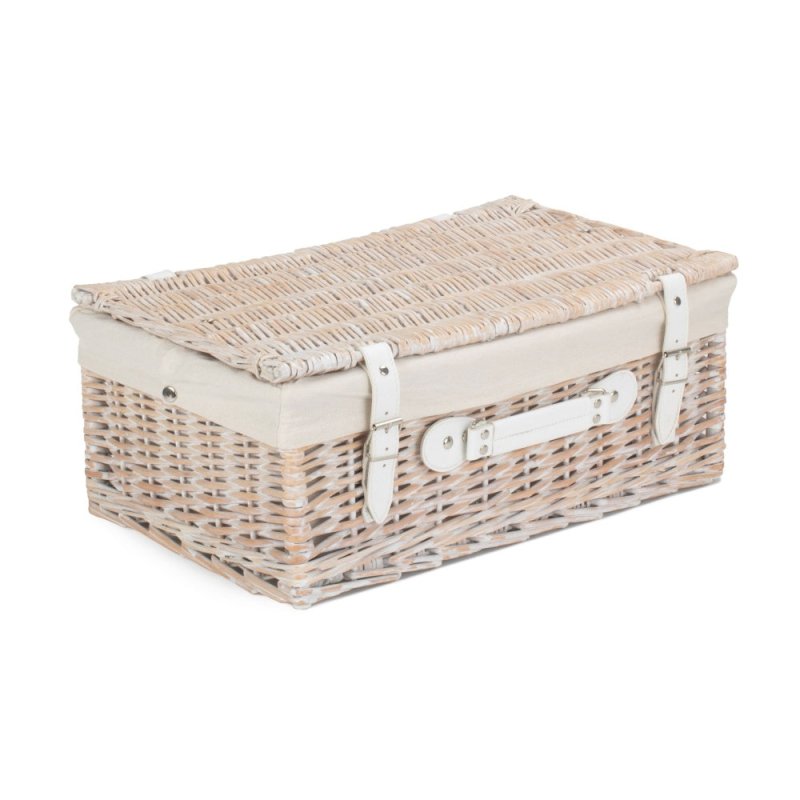 45cm White Wash Empty Picnic Basket - Empty Picnic Baskets - British D'sire