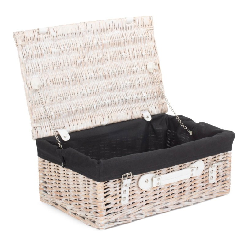 45cm White Wash Empty Picnic Basket - Empty Picnic Baskets - British D'sire