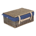 46cm Antique Wash Wicker Picnic Basket with Cotton Lining - Empty Picnic Baskets - British D'sire