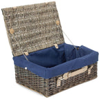 46cm Antique Wash Wicker Picnic Basket with Cotton Lining - Empty Picnic Baskets - British D'sire