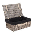 46cm Antique Wash Wicker Picnic Basket with Cotton Lining - Empty Picnic Baskets - British D'sire