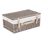 46cm Antique Wash Wicker Picnic Basket with Cotton Lining - Empty Picnic Baskets - British D'sire