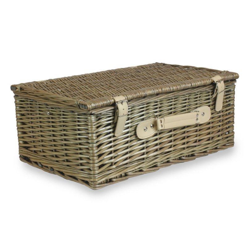 46cm Antique Wash Wicker Picnic Basket with Cotton Lining - Empty Picnic Baskets - British D'sire