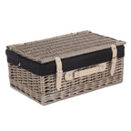 46cm Antique Wash Wicker Picnic Basket with Cotton Lining - Empty Picnic Baskets - British D'sire