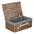 46cm Antique Wash Wicker Picnic Basket with Cotton Lining - Empty Picnic Baskets - British D'sire