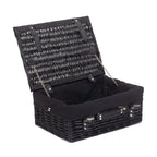 46cm Empty Black Willow Picnic Basket With Cotton Lining - Empty Picnic Baskets - British D'sire