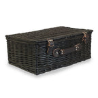 46cm Empty Black Willow Picnic Basket With Cotton Lining - Empty Picnic Baskets - British D'sire
