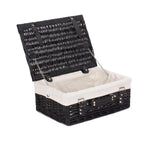 Red Hamper 46cm Empty Black Willow Picnic Basket With Cotton Lining