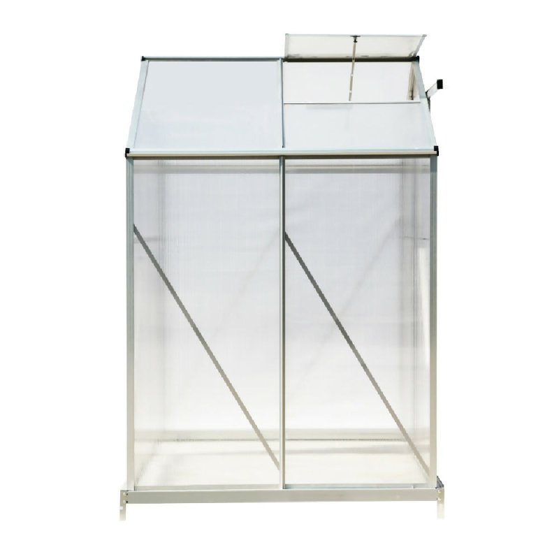 4ft × 6ft Greenhouse Polycarbonate Aluminium Greenhouse with Window, Sliding Door, and Foundation - Greenhouse - British D'sire