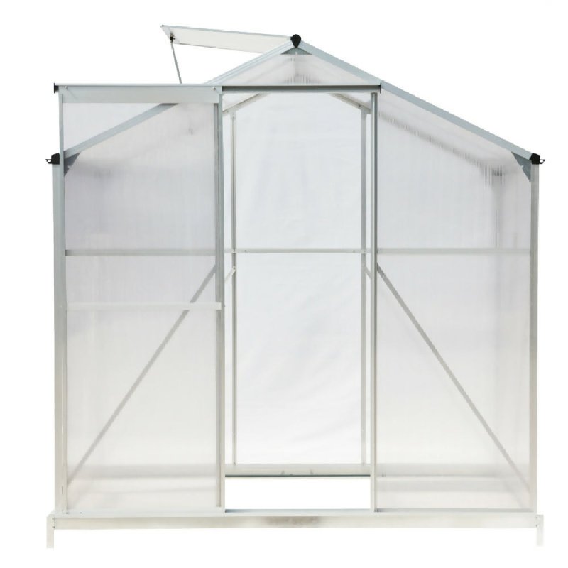4ft × 6ft Greenhouse Polycarbonate Aluminium Greenhouse with Window, Sliding Door, and Foundation - Greenhouse - British D'sire