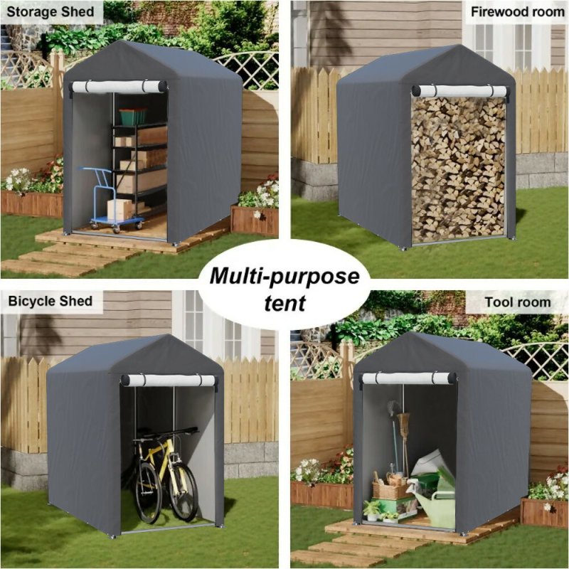 4x6FT Galvanized Tube Storage Shed - Garden Storage Shed - British D'sire