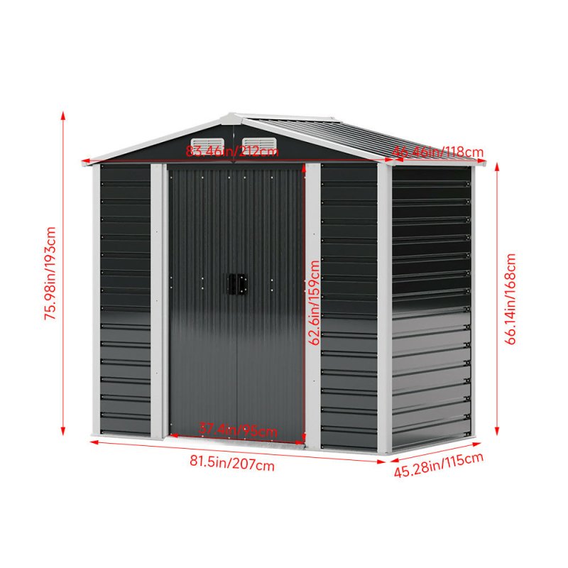 4X7FT Outdoor Metal Garden Storage Shed - Garden Shed - British D'sire