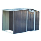 4x8ft Outdoor Garden Metal Storage Shed Log Wood Store House with Sliding Doors - Garden Shed - British D'sire