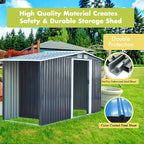 4x8ft Outdoor Garden Metal Storage Shed Log Wood Store House with Sliding Doors - Garden Shed - British D'sire