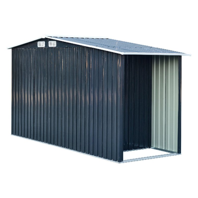 4x8ft Outdoor Garden Metal Storage Shed Log Wood Store House with Sliding Doors - Garden Shed - British D'sire