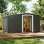 4x8ft Outdoor Garden Metal Storage Shed Log Wood Store House with Sliding Doors - Garden Shed - British D'sire
