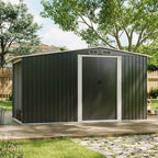 4x8ft Outdoor Garden Metal Storage Shed Log Wood Store House with Sliding Doors - Garden Shed - British D'sire