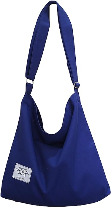 Ecohaso Women’s Hobo Bag, Canvas Handbag Crossbody Bag Beach Bag Simple Shoulder Bag Ladies Large Cotton Tote Handbag Girls Shopping Bag for Travel Daily