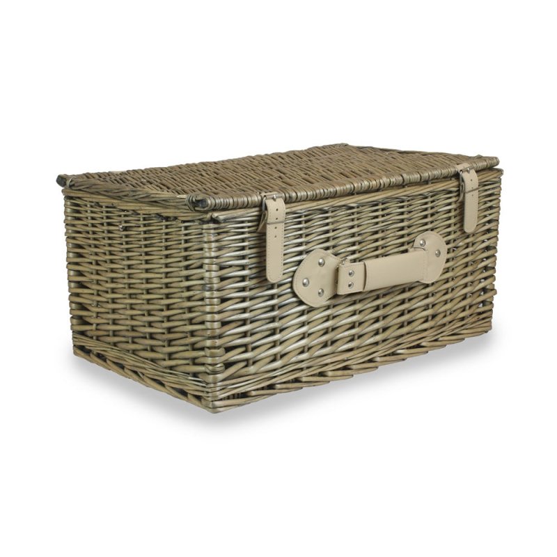 51cm Antique Wash Wicker Picnic Basket with Cotton Lining - Empty Picnic Baskets - British D'sire
