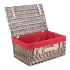51cm Antique Wash Wicker Picnic Basket with Cotton Lining - Empty Picnic Baskets - British D'sire