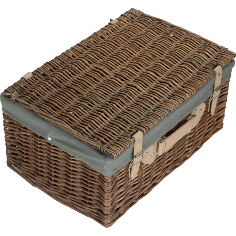 51cm Antique Wash Wicker Picnic Basket with Cotton Lining - Empty Picnic Baskets - British D'sire