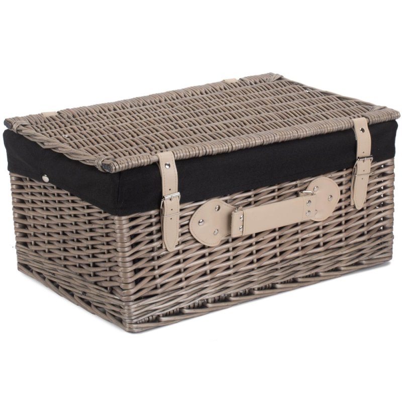 51cm Antique Wash Wicker Picnic Basket with Cotton Lining Secondary image