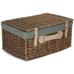 51cm Antique Wash Wicker Picnic Basket with Cotton Lining - Empty Picnic Baskets - British D'sire